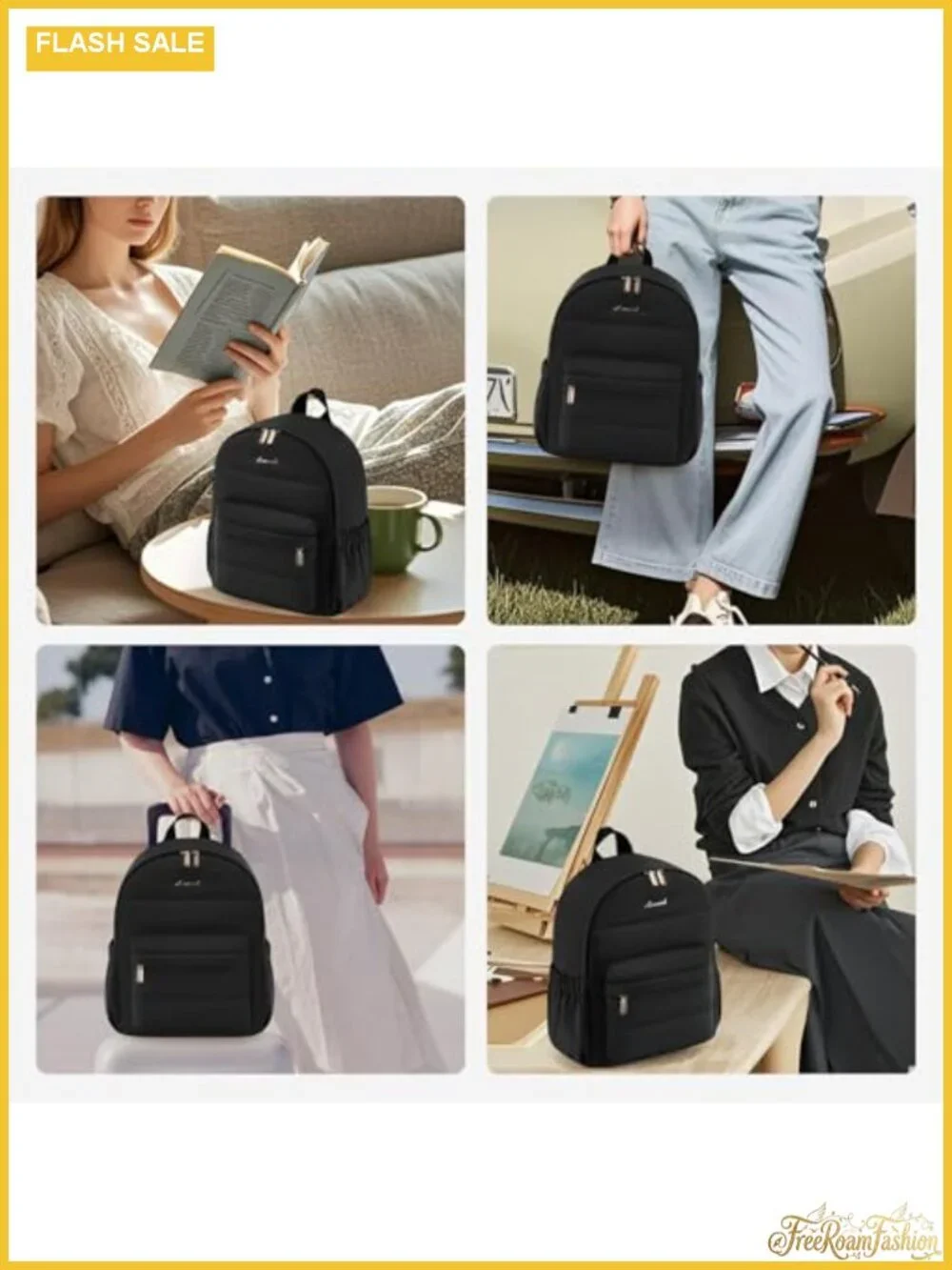 Mini Puffer Backpack for Women - Lightweight Quilted Nylon Daypack, Anti-Theft
